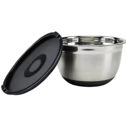 Gifi Bol à mixer inox avec couvercle et anse antidérapante silicone noir x3