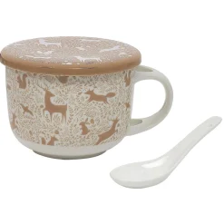 Gifi Bol à soupe avec couvercle et cuillère en porcelaine