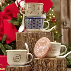 Gifi Bol à soupe avec couvercle et cuillère en porcelaine