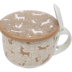 Gifi Bol à soupe avec couvercle et cuillère en porcelaine