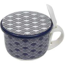 Gifi Bol à soupe avec couvercle et cuillère en porcelaine