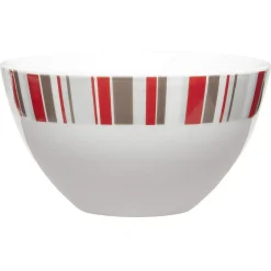 Gifi Bol blanc décor taupe et rouge