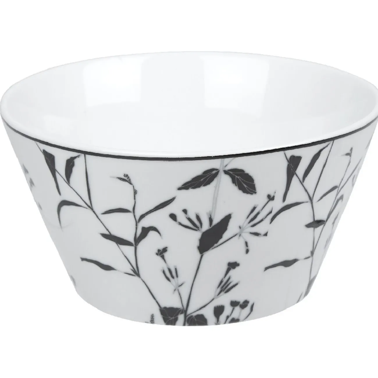 Gifi Bol blanc décor tiges feuilles noires