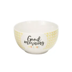 Gifi Bol en porcelaine jaune avec inscription "Good Morning my Love"