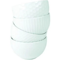 Gifi Bol grès embossé blanc crème x4