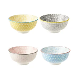 Gifi Bol japonais carreau de ciment muticolore x4