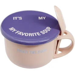 Gifi Bol soupe jumbo 62cl et cuillère porcelaine fun