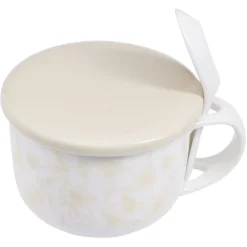Gifi Bol soupe jumbo 62cl et cuillère porcelaine nature