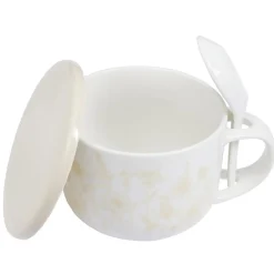 Gifi Bol soupe jumbo 62cl et cuillère porcelaine nature