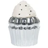Gifi Bonbonnière cupcake gris argenté avec couvercle blanc