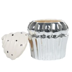 Gifi Bonbonnière cupcake gris argenté avec couvercle blanc