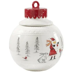 Gifi Bonbonnière forme boule de Noël blanche et rouge