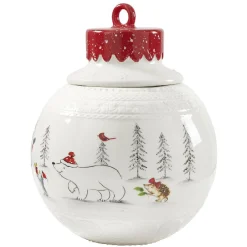 Gifi Bonbonnière forme boule de Noël blanche et rouge