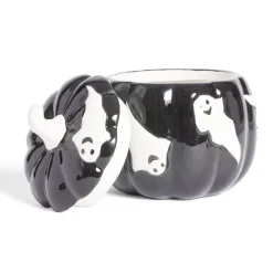 Gifi Bonbonnière Halloween 1L citrouille noire fantômes blancs Ø13,5xH15,8cm