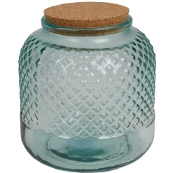 Gifi Bonbonnière verre motif cactus couvercle bois et cordelette