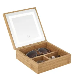 Gifi Aménagement Salle De Bain^Boîte à bijoux avec miroir à led en bambou