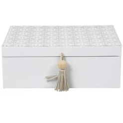 Gifi Rangement|Boîte à bijoux pompon blanc gris