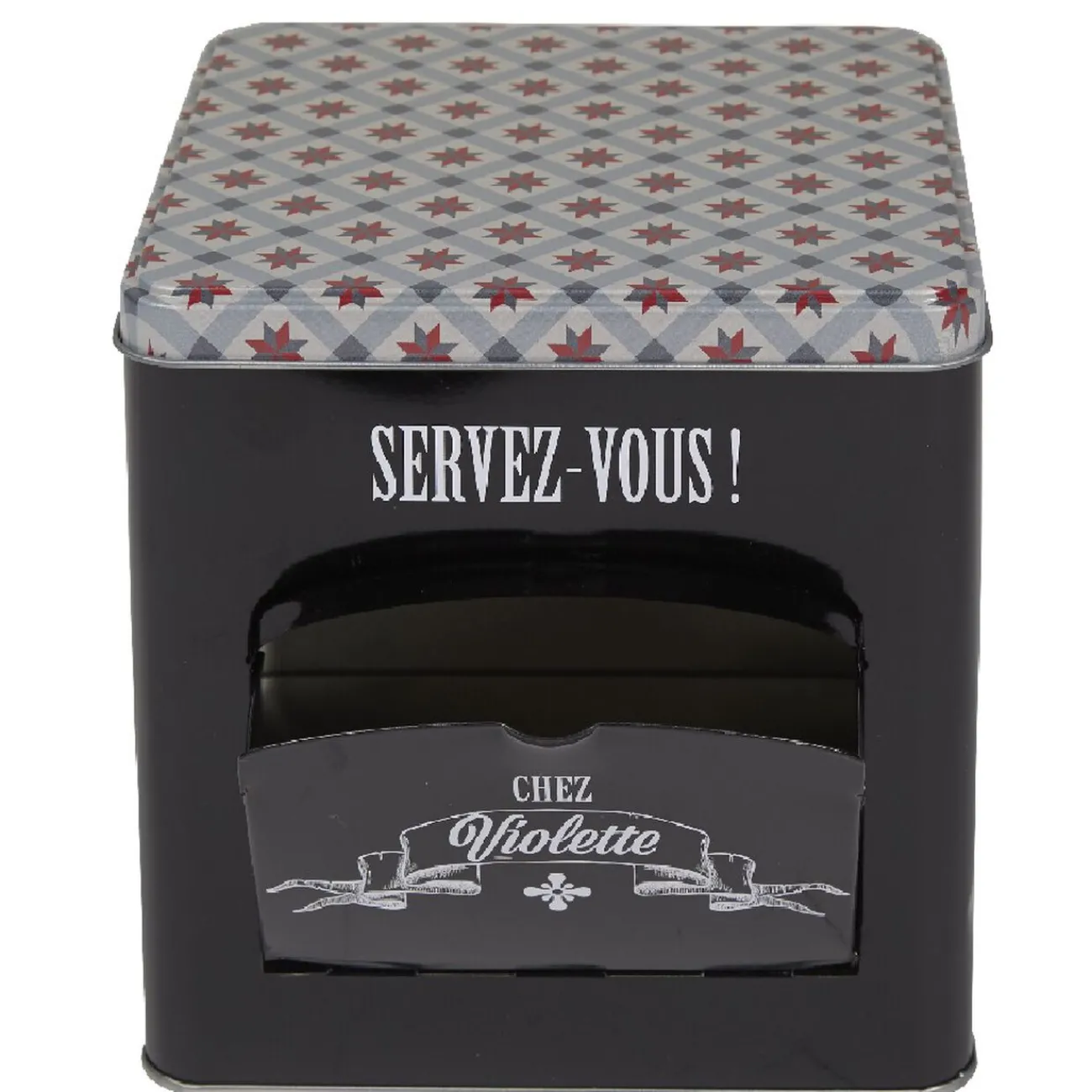 Gifi Boîte à biscuits carrée design "Servez-vous - Chez Violette"