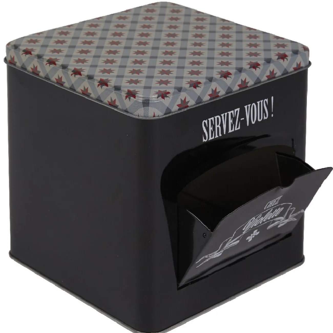 Gifi Boîte à biscuits carrée design "Servez-vous - Chez Violette"