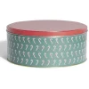 Gifi Boîte à biscuits de Noël ronde en métal rouge et vert x3