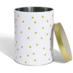 Gifi Boîte à biscuits ronde métal blanc doré Ø10,5H14cm