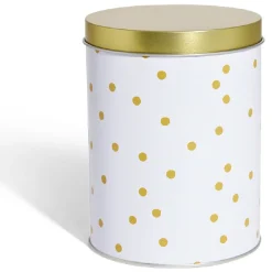 Gifi Boîte à biscuits ronde métal blanc doré Ø10,5H14cm