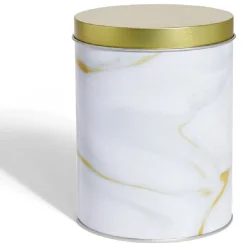 Gifi Boîte à biscuits ronde métal blanc doré Ø10,5H14cm