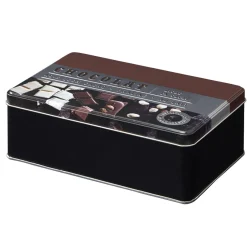 Gifi Boîte à chocolat rectangulaire en métal décorée marron