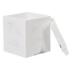 Gifi Aménagement Salle De Bain^Boîte à coton résine effet marbre