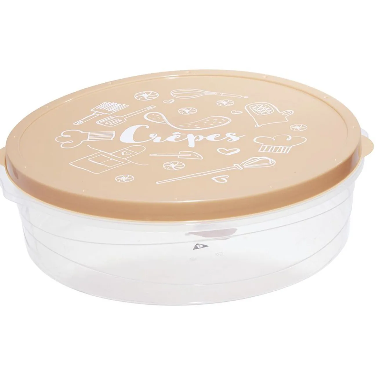 Gifi Boîte à crêpes ronde avec couvercle imprimé motif cuisine Ø28xH9 cm