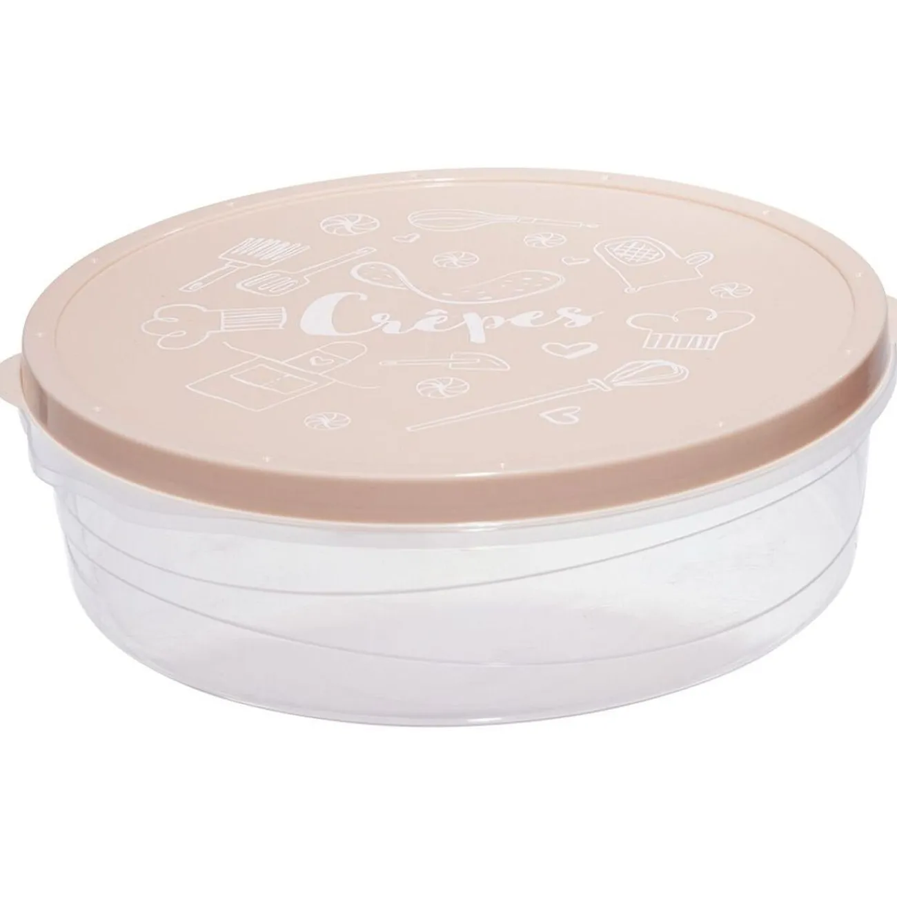 Gifi Boîte à crêpes ronde avec couvercle imprimé motif cuisine Ø28xH9 cm
