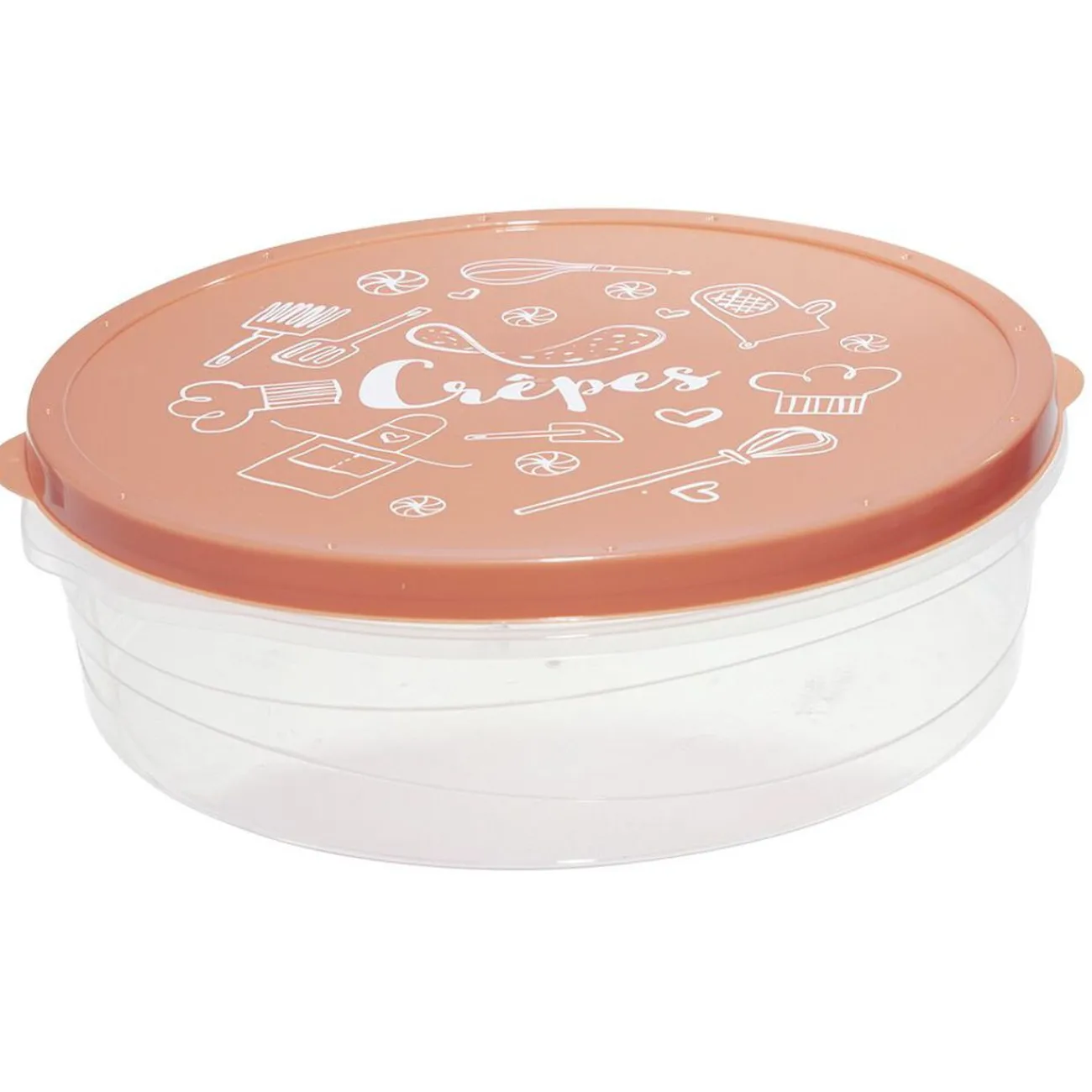 Gifi Boîte à crêpes ronde avec couvercle imprimé motif cuisine Ø28xH9 cm