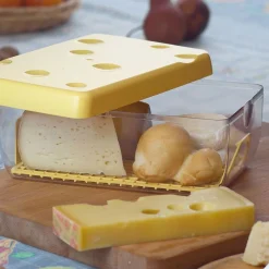 Gifi Boîte à fromage avec couvercle transparente et jaune 3 L