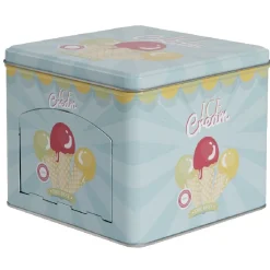 Gifi Boîte à gâteaux bleue décor glace multicolore