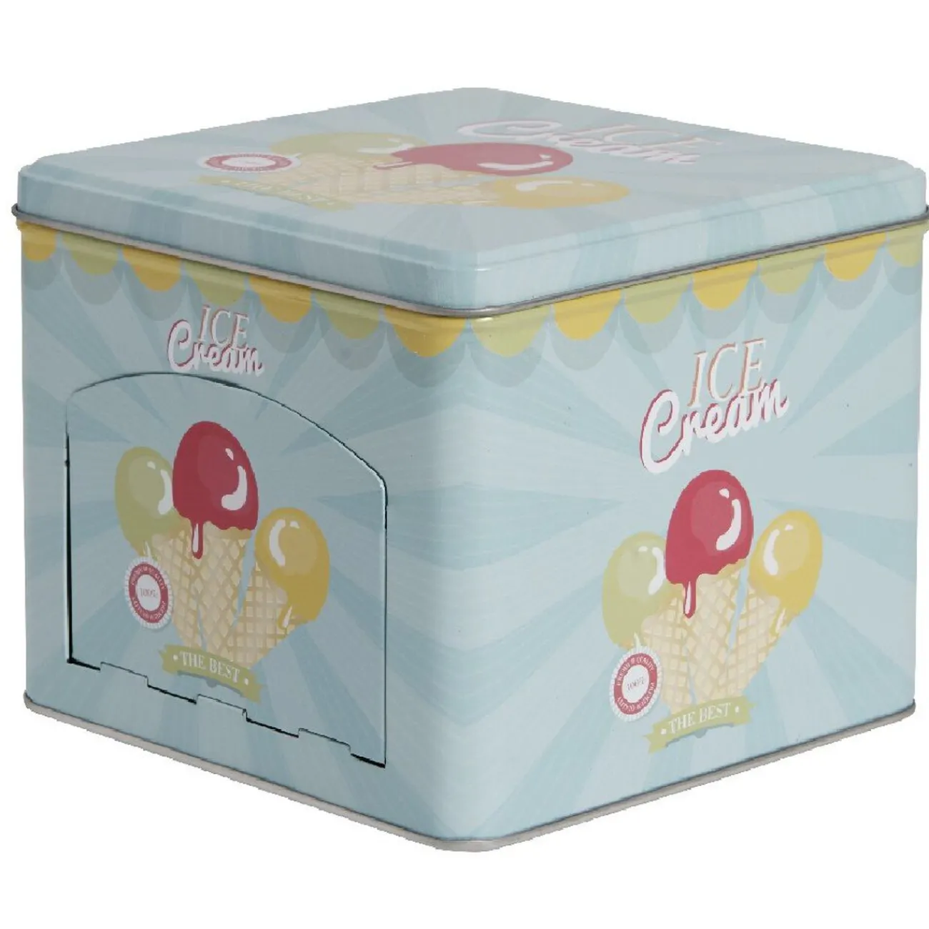 Gifi Boîte à gâteaux bleue décor glace multicolore