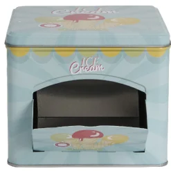 Gifi Boîte à gâteaux bleue décor glace multicolore