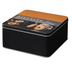 Gifi Boîte à gâteaux carrée en métal décorée marron