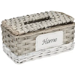 Gifi Rangement|Boîte à mouchoirs tressé blanc et naturel HOME