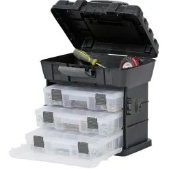 Gifi Rangement|Boîte à outils avec rangement compartimenté noir transparent