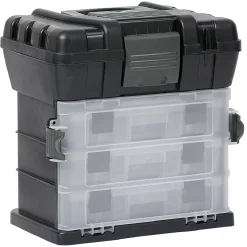 Gifi Rangement|Boîte à outils avec rangement compartimenté noir transparent