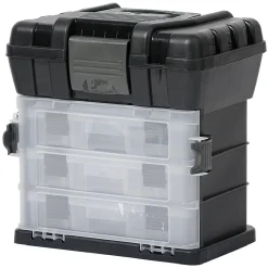 Gifi Rangement|Boîte à outils avec rangement compartimenté noir transparent