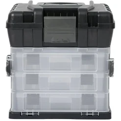 Gifi Rangement|Boîte à outils avec rangement compartimenté noir transparent