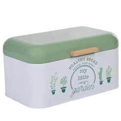 Gifi Boîte à pain My little garden alu bambou blanche et verte