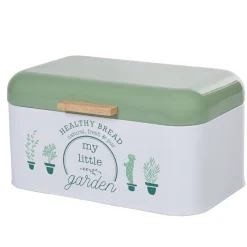 Gifi Boîte à pain My little garden alu bambou blanche et verte