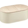 Gifi Boîte à pain ovales en métal et bambou beige naturel