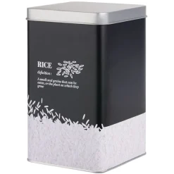 Gifi Boîte à riz en métal noir et gris design rice - 10,7x10,7xH.17,5cm