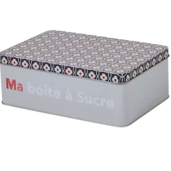 Gifi Boîte à sucre rectangulaire grise design carreaux de ciment