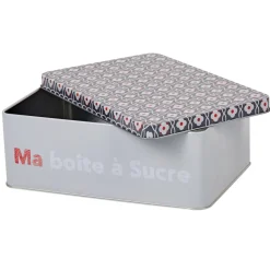 Gifi Boîte à sucre rectangulaire grise design carreaux de ciment