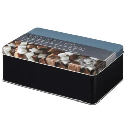 Gifi Boîte à sucre rectangulaire en métal décorée bleu gris