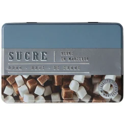 Gifi Boîte à sucre rectangulaire en métal décorée bleu gris